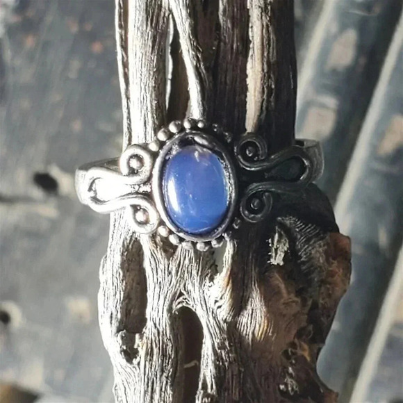 Pinkdiva Jewelry - Artisan India Opalite 925 Sterling Silver Plated Gemstone Ring Size 7.5